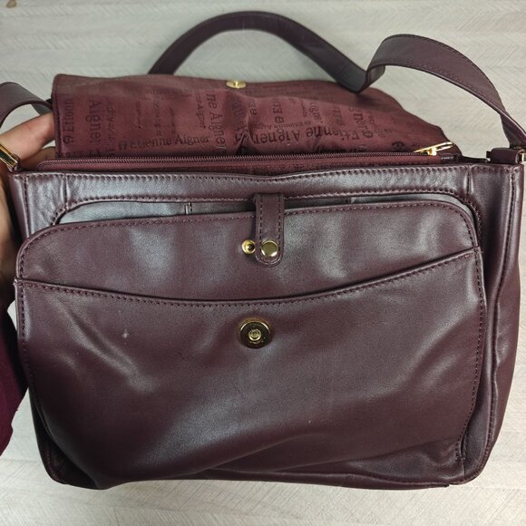 Vintage Etienne Aigner Oxblood Leather Shoulder Bag Organizer Compartments - Picture 6 of 14